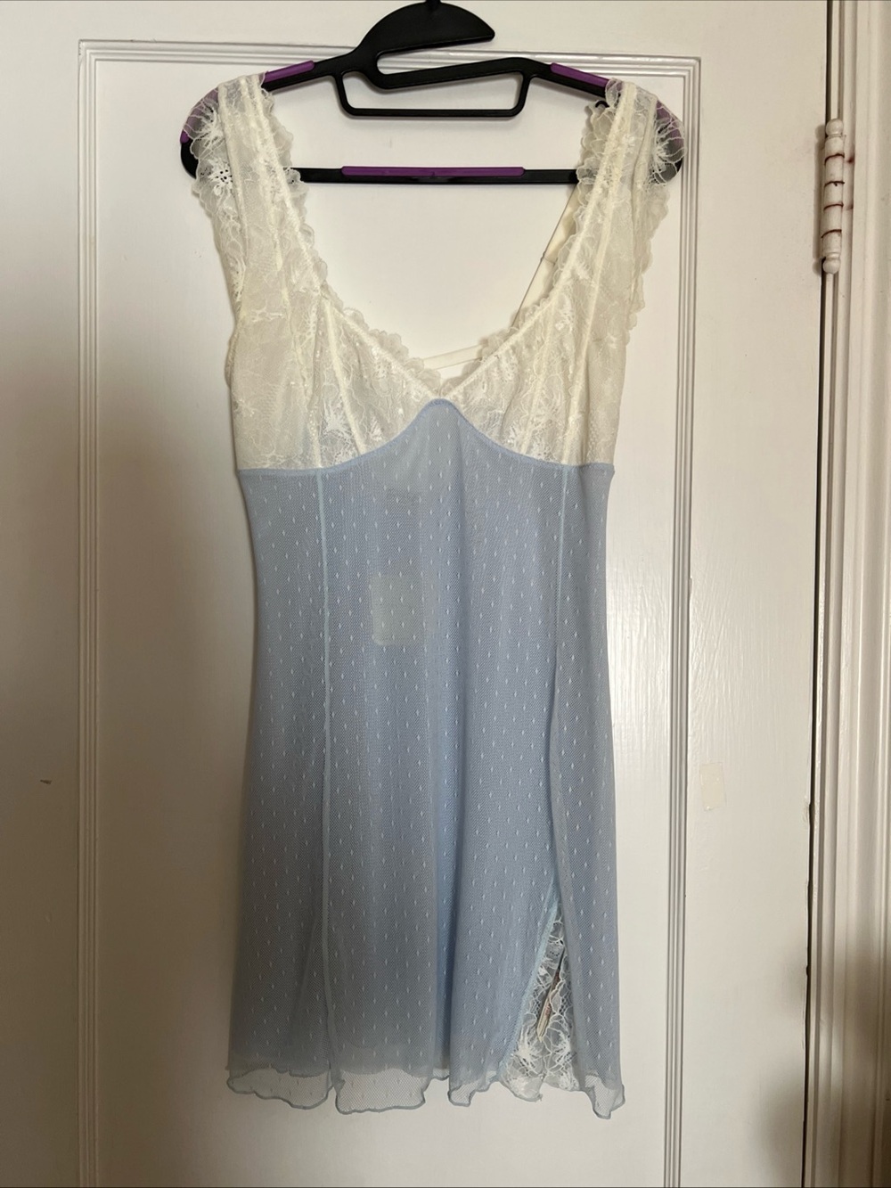 NWT Free People Suddenly Fine Mini Chemise Sky Blue Small S